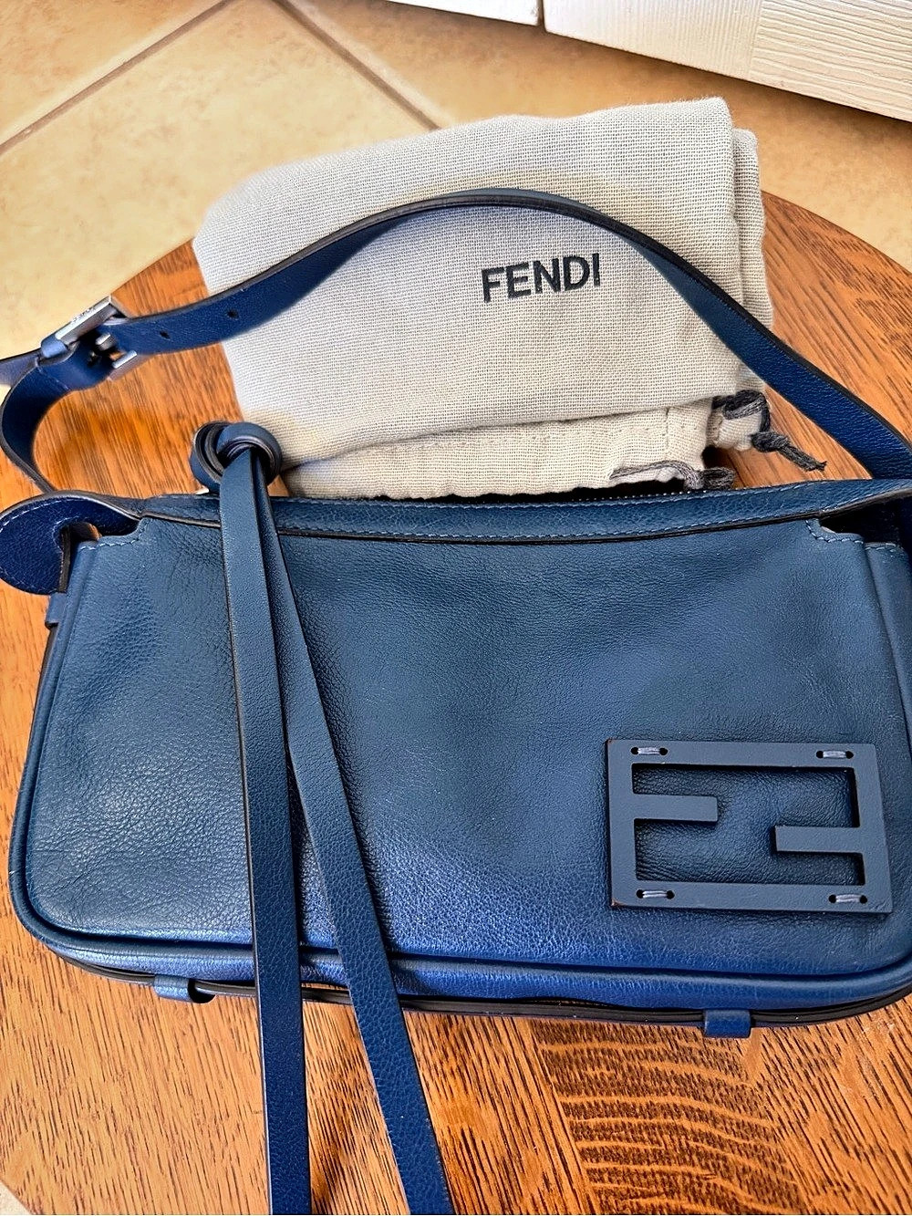 Fendi Simply Leather Shoulder Bag in Blue